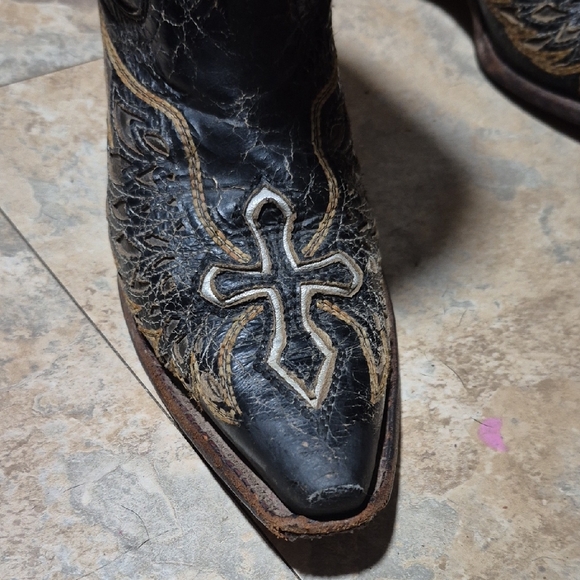 Corral Vintage Wings  Crosses Cowgirl Boots Black Gold Silver Woman's Size 7.5 W - Picture 6 of 16